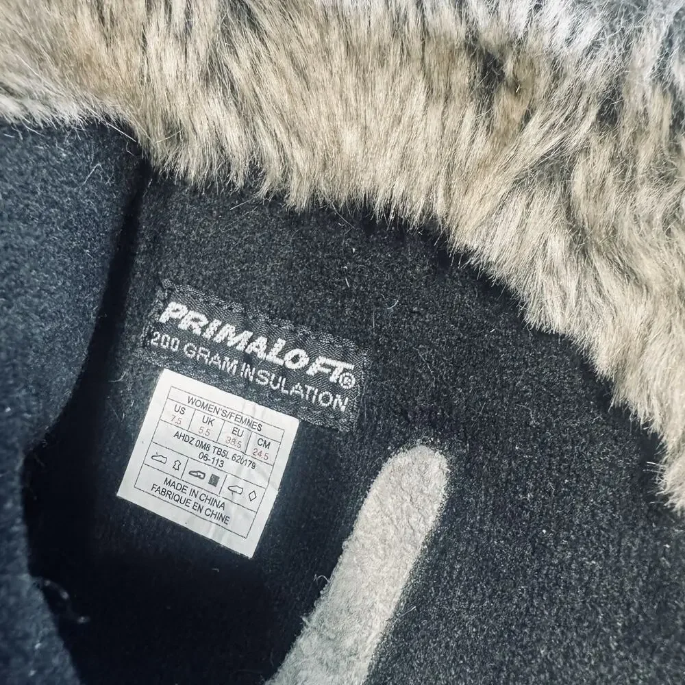 North Face Grey Suede Moccasin Boots snow Primaloft 200g Insulated Womens 7.5